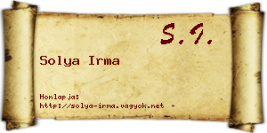 Solya Irma névjegykártya